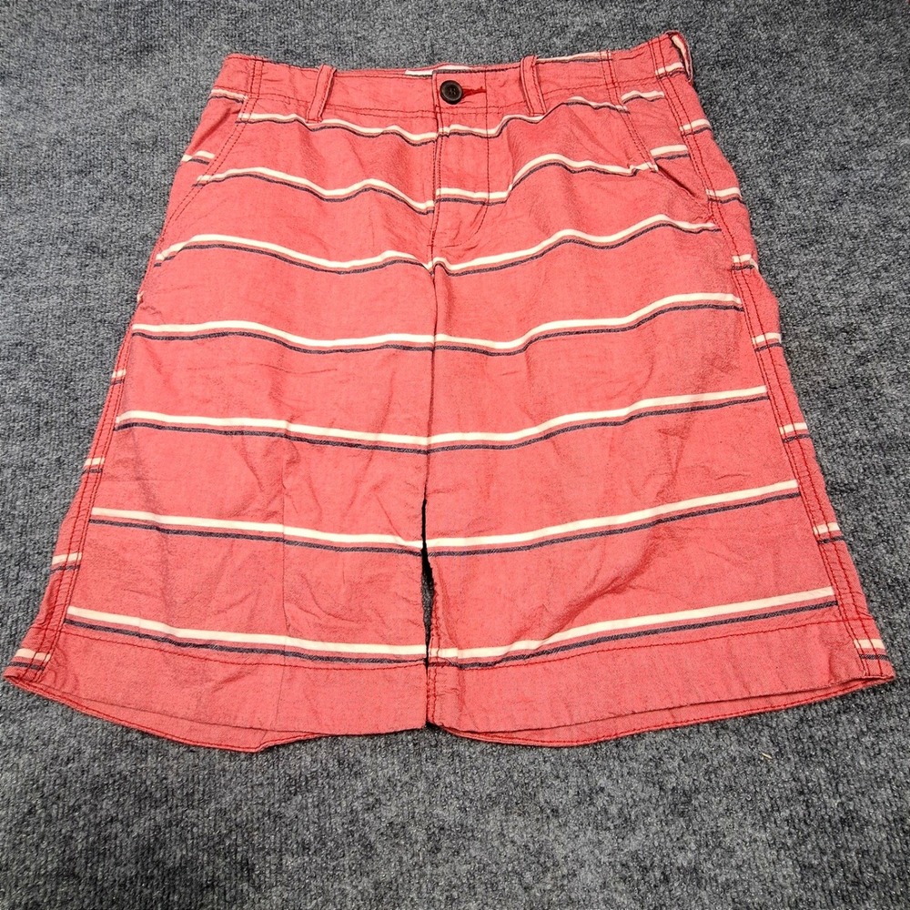 Aeropostale Mens Shorts Size 30 Red Coral Striped Cotton Flat Front Casual 13in